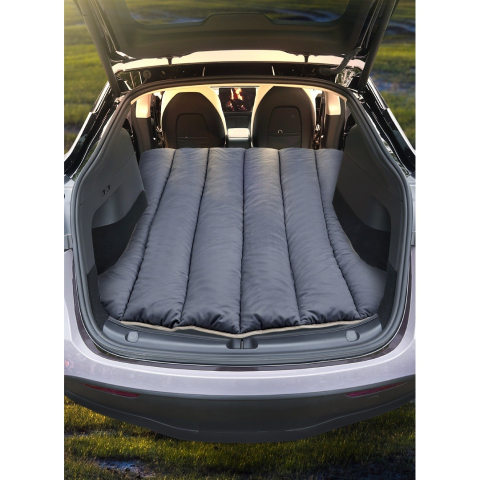 Saltea de calatorie pentru Tesla Model Y si Model 3, cu geanta si perna, material catifea gri [4]