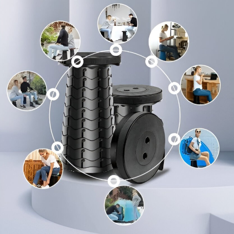 scaun telescopic pliabil camping pescuit plastic negru [5]