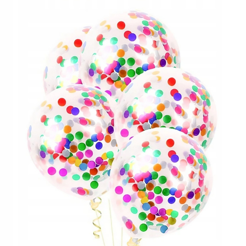 Baloane de Sapun - Set 10 baloane din latex, model Party Confetti, multicolore, 30 cm