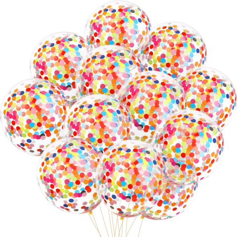 Set 10 baloane din latex, model Party Confetti, multicolore, 30 cm [5]