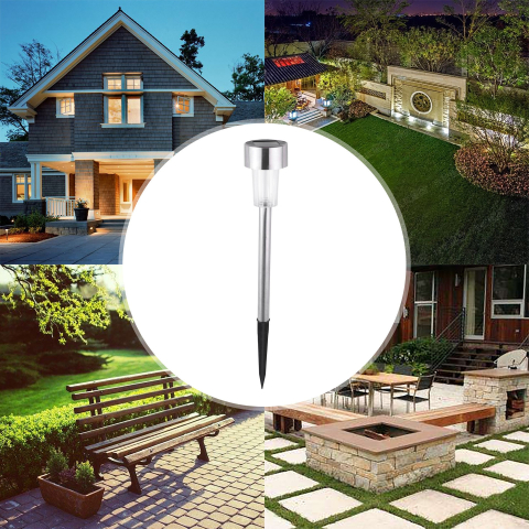 Set 10 lampi solare LED pentru gradina, lumina multicolor, buton on-off, argintiu [5]