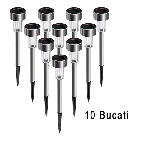 Set 10 lampi solare LED pentru gradina, lumina multicolor, buton on-off, argintiu [1]