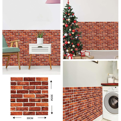 placi tapet autocolant 3d cu model caramida rosie [5]