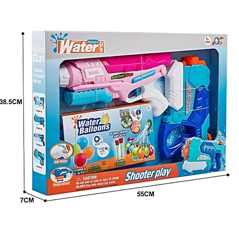 Set 2 Pistoale cu Apa pentru Copii, 6 ani+, Rezervor Mare, Plastic Colorat [1]
