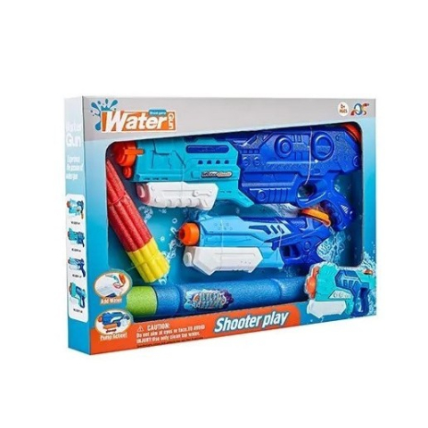Lansatoare si Pistoale de Jucarie (Spuma / Gel) - Set 2 pistoale cu apa pentru copii, capacitate mare, plastic albastru