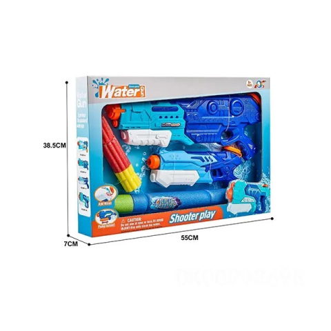 Set 2 pistoale cu apa pentru copii, capacitate mare, plastic albastru [3]