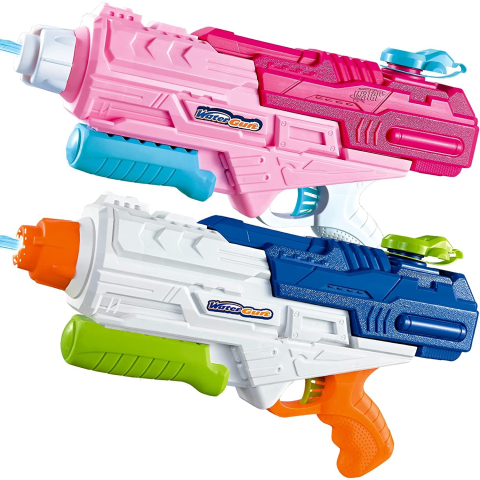Jocuri de Indemanare - Set 2 pistoale cu apa pentru copii, rezervor 1200 ml, plastic, roz si albastru