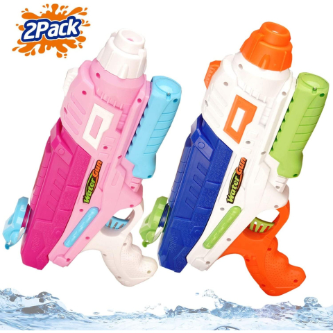 Set 2 pistoale cu apa pentru copii, rezervor 600 ml, plastic, roz si albastru [6]
