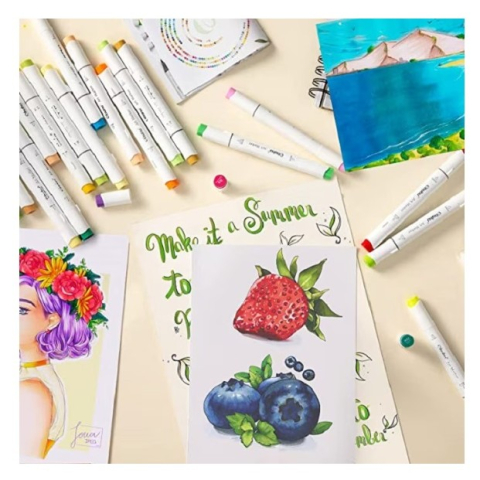 set 262 markere colorate dublu capat cu geanta depozitare [4]