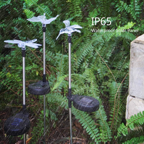 Set 3 lampi solare decorative, modele pasare-fluture-libelula, multicolor, plastic [7]