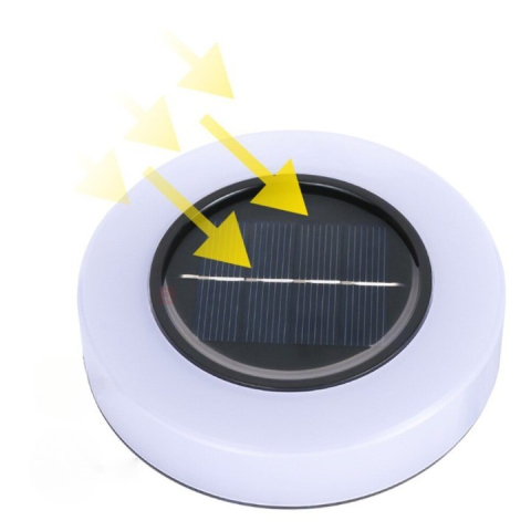 Set 4 lampi solare LED pentru gradina, model cerc, lumina alba rece, montaj in pamant [3]