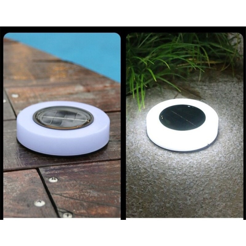 Set 4 lampi solare LED pentru gradina, model cerc, lumina alba rece, montaj in pamant [6]