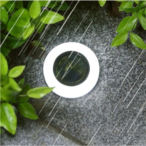 Set 4 lampi solare LED pentru gradina, model cerc, lumina alba rece, montaj in pamant [4]