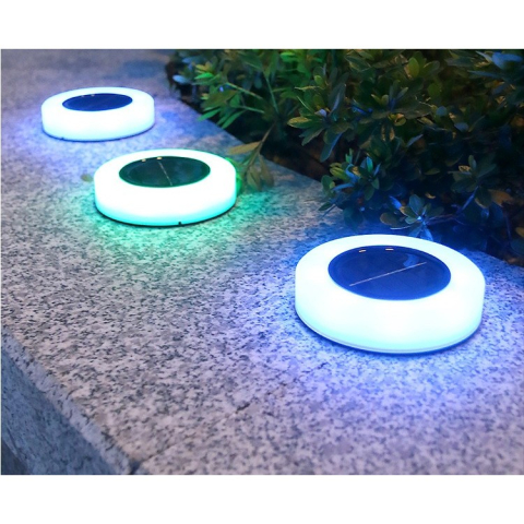 Set 4 lampi solare LED pentru gradina, model cerc, multicolor, ABS [6]