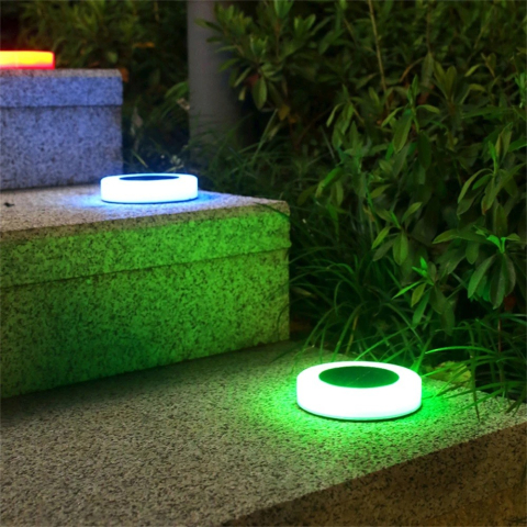 Set 4 lampi solare LED pentru gradina, model cerc, multicolor, ABS [4]