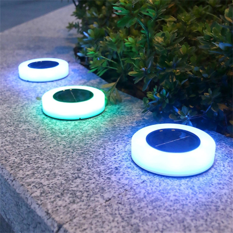 Set 4 lampi solare LED pentru gradina, model cerc, multicolor, ABS [3]