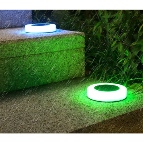 Set 4 lampi solare LED pentru gradina, model cerc, multicolor, ABS [5]