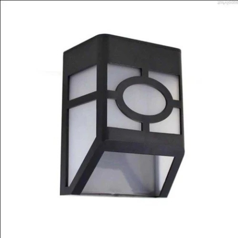 Set 4 lampi solare LED pentru gradina, model geometric, alb rece, negru/alb [8]