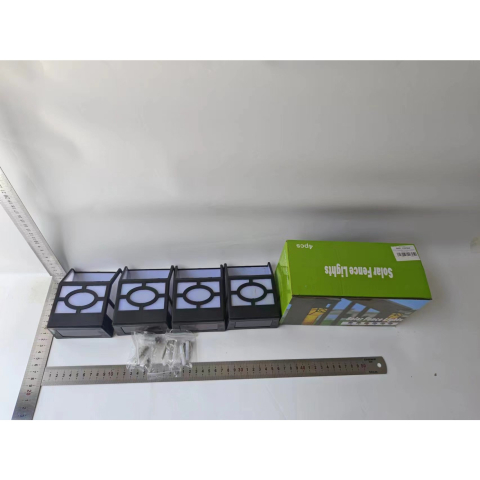 Set 4 lampi solare LED pentru gradina, model geometric, alb rece, negru/alb [10]