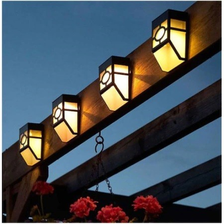 Set 4 lampi solare LED pentru gradina, model geometric, lumina alb cald, rezistenta IP65 [8]