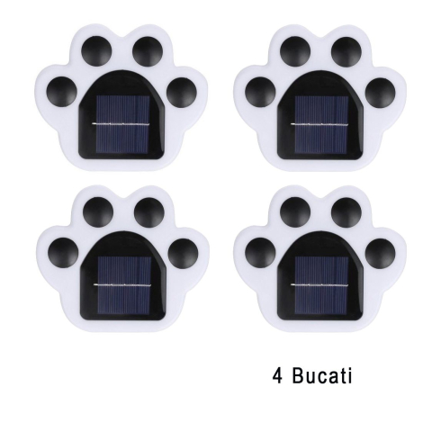 Set 4 lampi solare LED pentru gradina, model laba de urs, alimentare solara, carcasa ABS negru/alb [1]