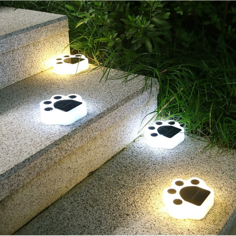 Set 4 lampi solare LED pentru gradina, model laba de urs, alimentare solara, carcasa ABS negru/alb [11]
