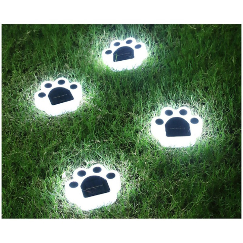 Set 4 lampi solare LED pentru gradina, model laba de urs, alimentare solara, carcasa ABS negru/alb [8]