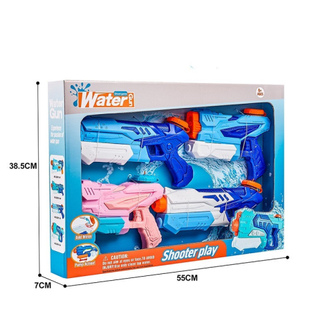 Set 4 pistoale cu apa pentru copii, capacitate 300 ml, culori albastru si roz, varsta 6 ani+ [1]