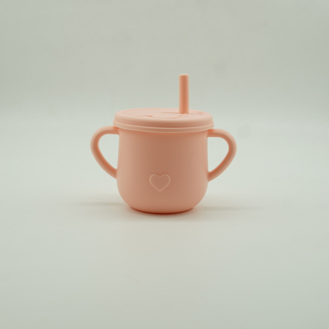 Set 5 piese hranire bebelusi, silicon, farfurie si bol compartimentate, baveta roz [5]