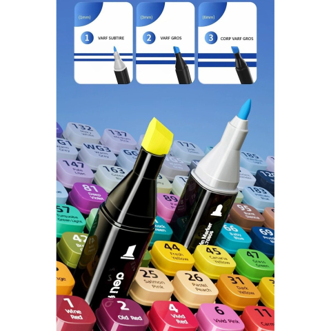 set 60 markere pe baza de ulei dublu capat varfuri multiple geanta depozitare [5]