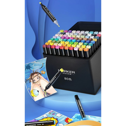 set 60 markere pe baza de ulei dublu capat multicolor [2]