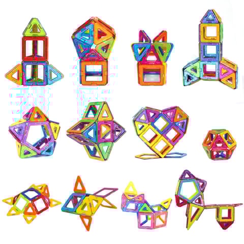 Copii, Jucarii & Cadouri - Set 60 piese magnetice constructie forme geometrice copii 3 ani+