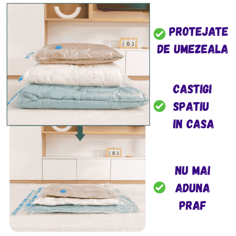 Set 9 Saci de Vidat Haine – cu Pompă Manuală, Transparenti, Grosi, Reutilizabili [1]