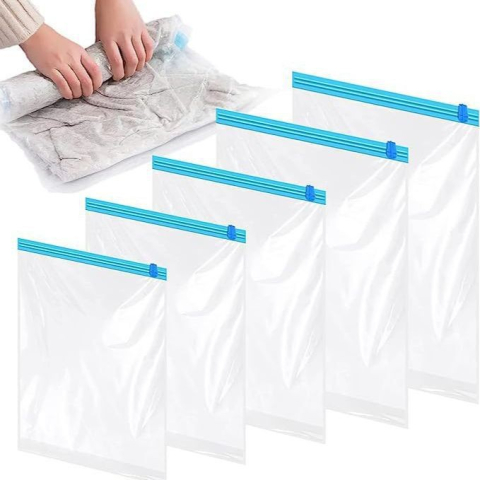 Organizatoare Haine si Lenjerie - set 9 saci vidat haine transparenti cu pompa manuala