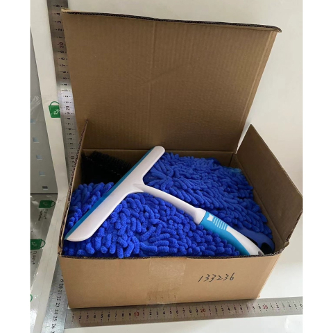 Set accesorii pentru curatare auto, 15 piese, microfibra si PP, albastru-negru [2]