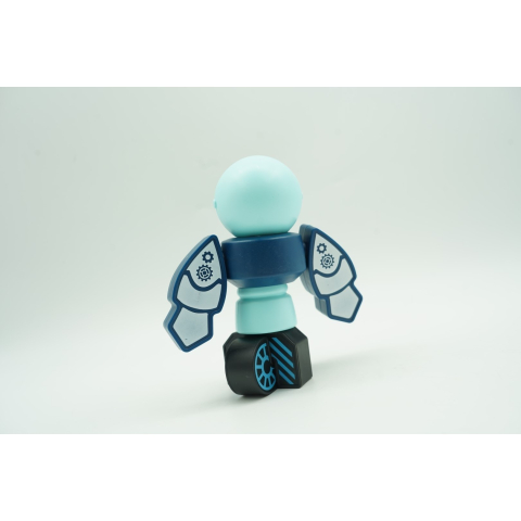 Set blocuri magnetice pentru copii, 7 piese, cutie depozitare, robotel albastru [13]