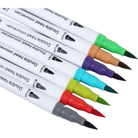Set carioci 2 in 1, 72 culori, cu varf dublu, penar negru [1]