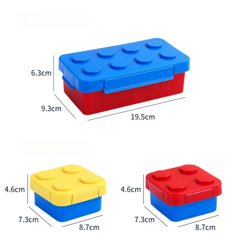 Set caserole pentru pranz interactive, cuburi de construit, plastic multicolor [4]