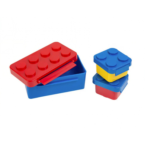 Set caserole pentru pranz interactive, cuburi de construit, plastic multicolor [3]