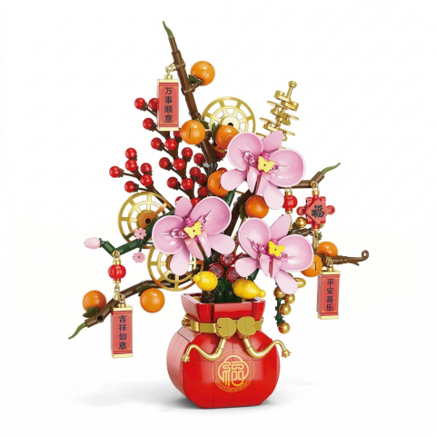 Copii & Jucarii - Set constructie decorativ, 818 piese, aranjament floral, plastic multicolor