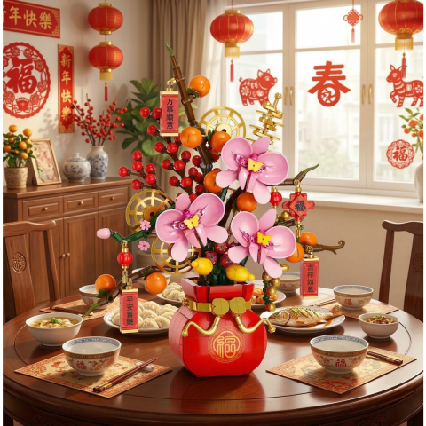 Set constructie decorativ, 818 piese, aranjament floral, plastic multicolor [3]