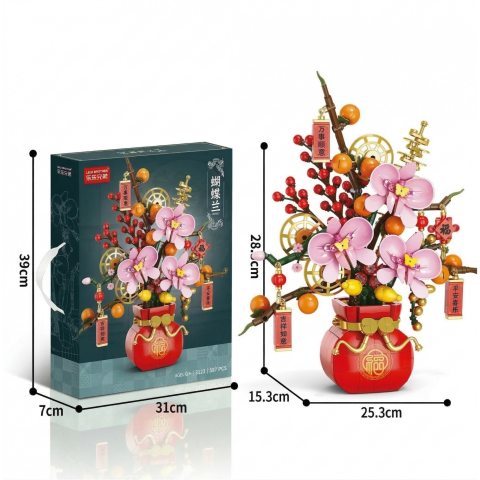 Set constructie decorativ, 818 piese, aranjament floral, plastic multicolor [2]