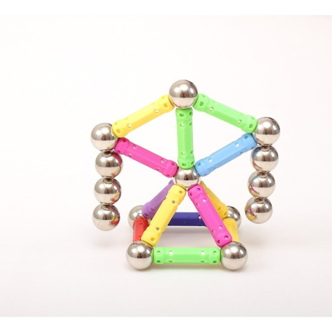 set constructie magnetic 72 piese betisoare si bile multicolor [2]