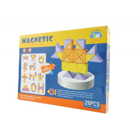 Constructii si Magnetice - Set constructie magnetica, 26 piese, multicolor, pentru copii +3 ani