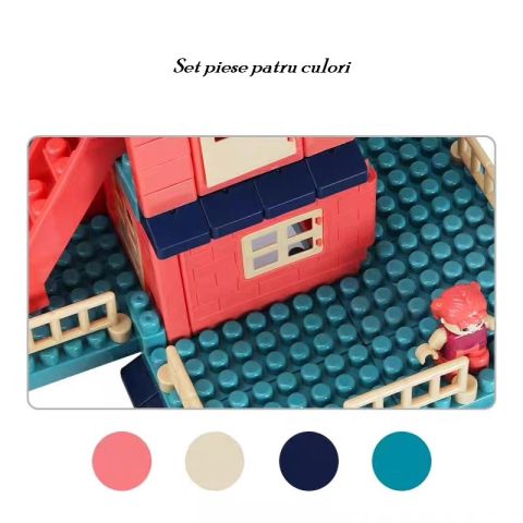 Set constructii, casa si curte, 251 piese, plastic rezistent, multicolor [3]