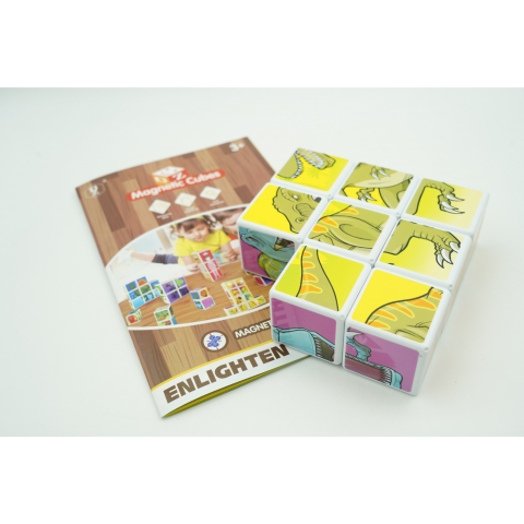 set cuburi magnetice copii puzzle dinozauri 8 piese cutie depozitare [1]