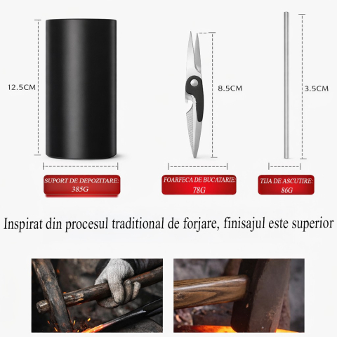 Set cutite bucatarie, 9 piese, otel inoxidabil cu acoperire antiaderenta, suport depozitare inclus [2]