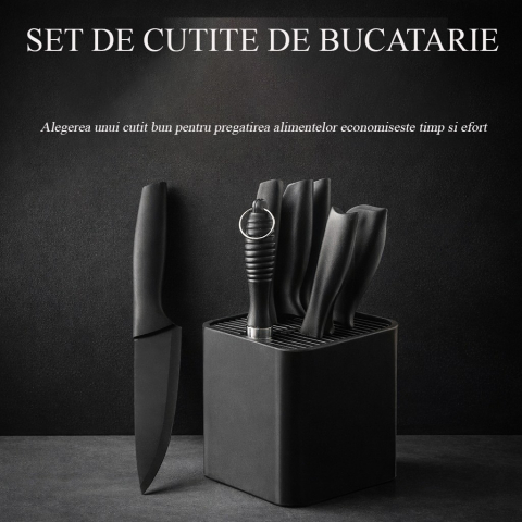 Set cutite bucatarie, 9 piese, otel inoxidabil cu acoperire antiaderenta, suport depozitare inclus [3]