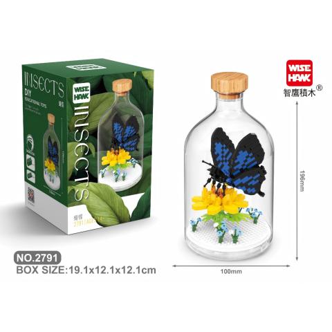 Copii & Jucarii - Set de construit in sticla, 392 piese, model fluture, multicolor