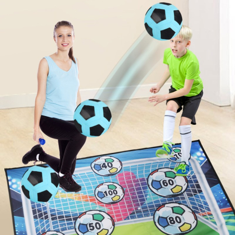 Set de fotbal pentru copii, minge cu scai, poarta textila 150x100 cm, multicolor [4]
